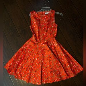 Closet London red-orange floral skater dress